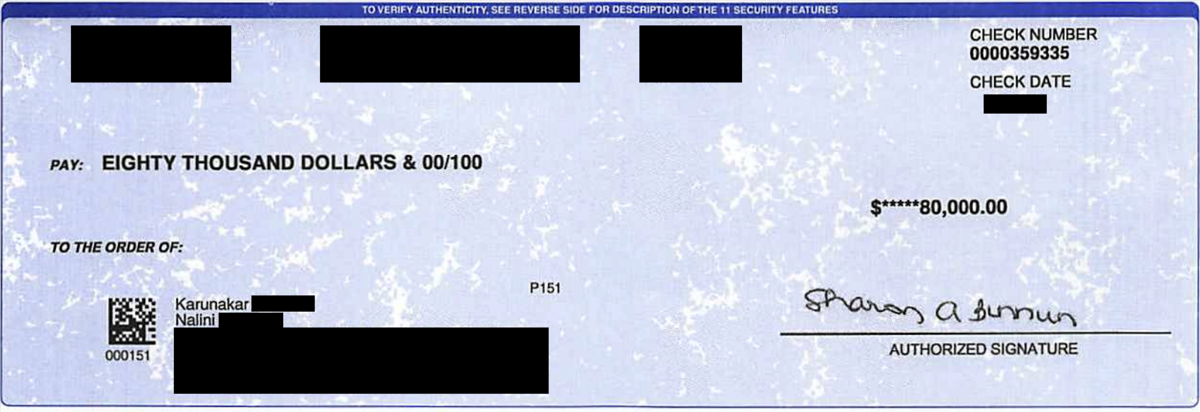 Complete redacted payment verification for case 5, document 2