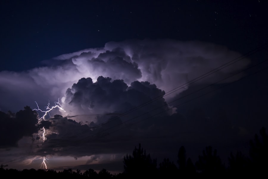 Severe storm with lightning