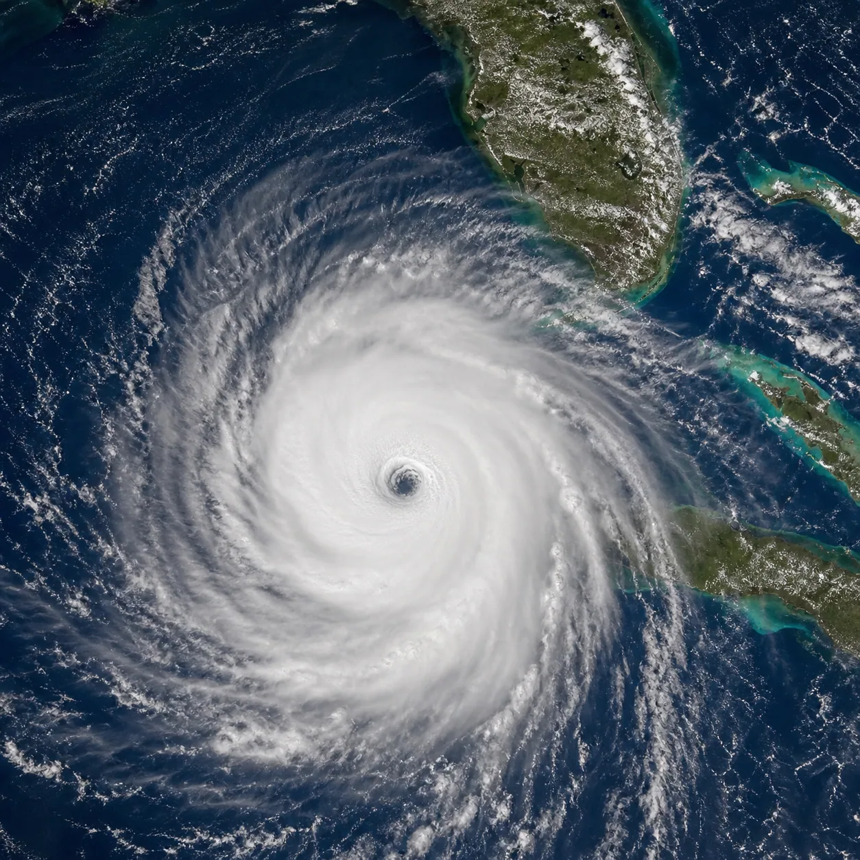 Overhead view of a hurricane near Florida